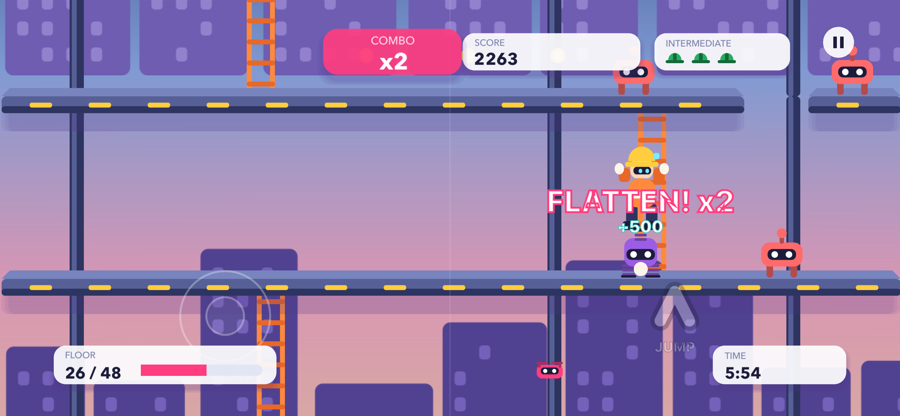 Flatten Frenzy on iPhone, with the virtual stick